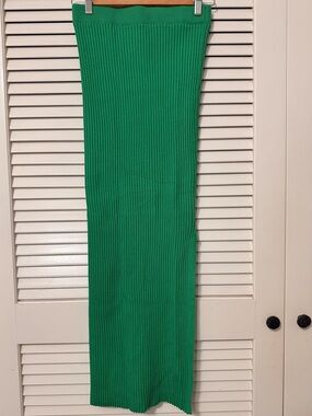 Princess Polly Green Ribbed Knit Bodycon Skirt - Size S/M